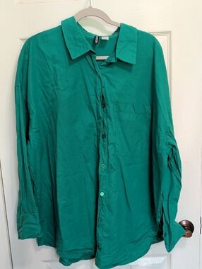 H&M Emerald Green Button-Up Shirt Jacket